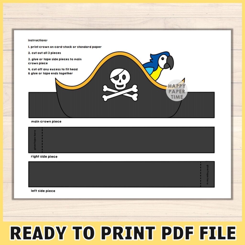 Pirate paper hat (COLORED) – Happy Paper Time