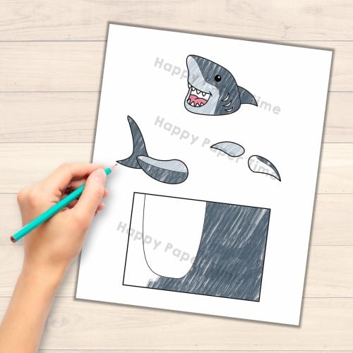 shark toilet paper roll craft ocean sea animal printable decoration coloring template for kids