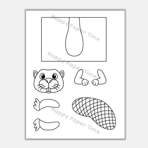 beaver forest animal toilet paper roll craft printable coloring for kids