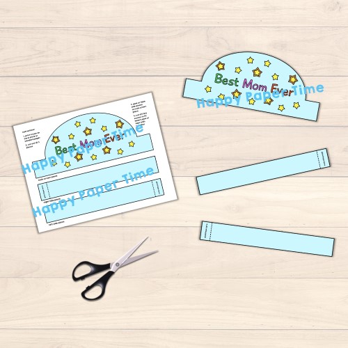 Mother's Day paper crown printable party activity for kids