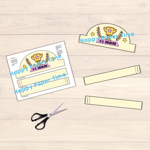 Number 1 Mom Mother's Day paper crown printable party activity for kids