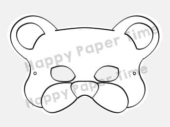 Bear printable mask template coloring craft for kids