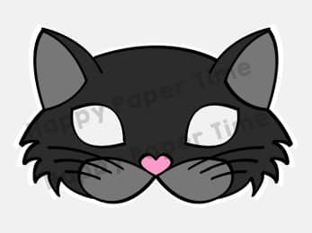 Black cat paper mask printable costume halloween party craft for kids