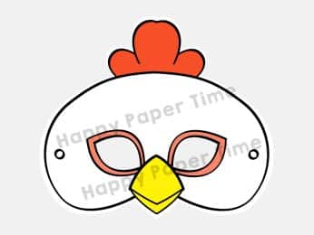 Chicken paper mask printable animal farm party craft for kids