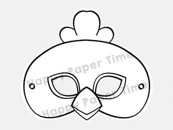 Chicken paper mask coloring printable animal farm party craft for kids
