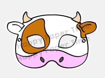 Cow paper mask printable animal farm party craft for kids