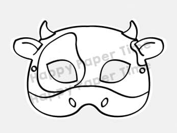 Cow paper mask coloring printable animal farm party craft for kids