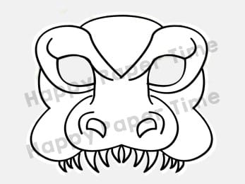 Dinosaur t-rex printable mask template coloring craft for kids