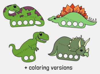 Dinosaur finger puppets printable craft for kids to color in
