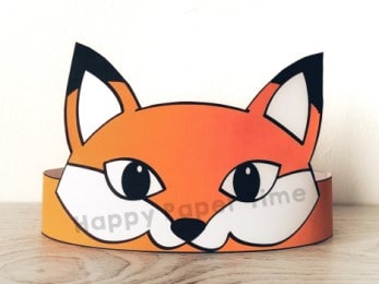 Fox paper crown template animal craft for kids