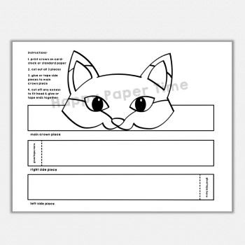 Fox paper crown printable template animal craft for kids