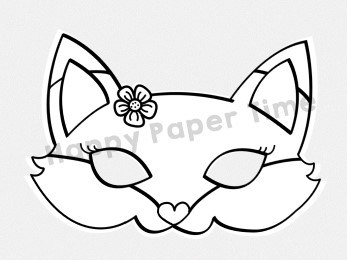 Fox Paper Mask Printable Woodland Forest Animal Coloring Craft