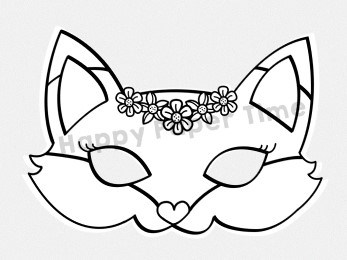 Vixen fox mask with flowers printable paper craft for kids