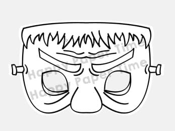 Frankenstein paper mask printable coloring halloween party craft for kids