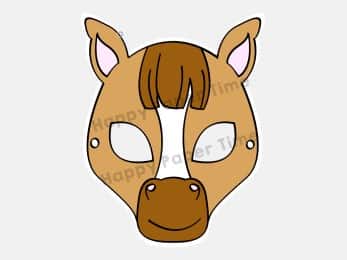 Horse pony paper mask printable animal farm party craft for kids
