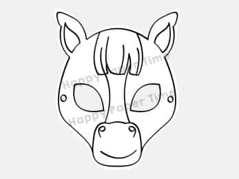 Horse pony paper mask coloring printable animal farm party craft for kids