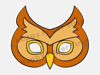 Owl paper mask printable costume woodland party craft for kids