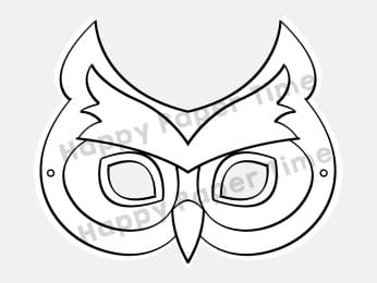 Owl paper mask printable coloring woodland party craft for kids