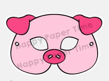 Pig paper mask printable animal farm party craft for kids