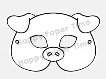Pig paper mask coloring printable animal farm party craft for kids