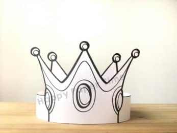 Princess paper crown template coloring party craft for kids