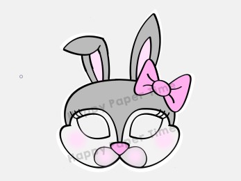 Rabbit bunny girl paper mask costume printable animal party craft for kids