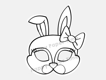 Rabbit bunny mask paper coloring craft - Printable by Happy Paper Time