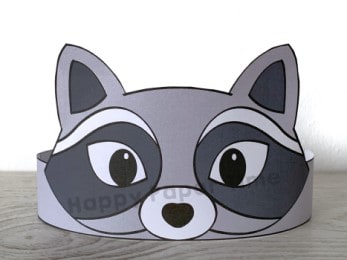 Raccoon paper crown template animal craft for kids
