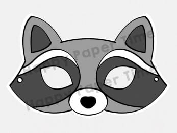 Raccoon paper mask printable costume woodland party craft for kids