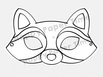 Raccoon paper mask printable coloring woodland party craft for kids