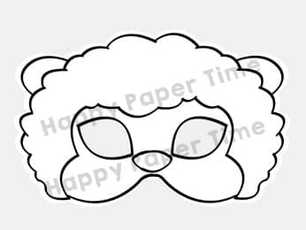 Sheep paper mask coloring printable animal farm party craft for kids