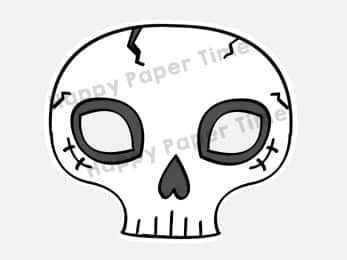 Skull skeleton paper mask printable halloween party craft for kids