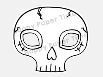 Skull skeleton paper mask printable coloring halloween party craft for kids