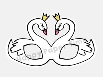 Swan princess paper mask printable animal party craft for kids