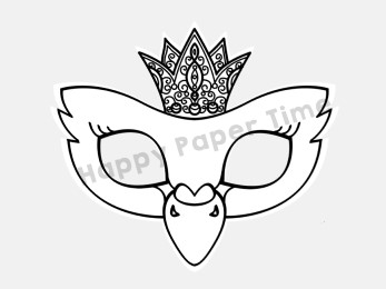 Swan princess paper mask coloring printable animal party craft for kids