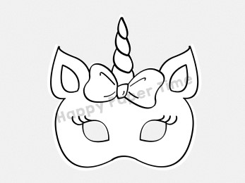 Unicorn mask for kids to print, craft and color in
