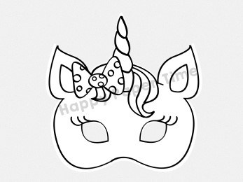 Unicorn mask template for kids to print, craft and color in