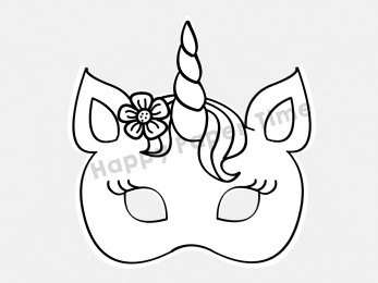 Printable unicorn mask template for kids to craft and color in