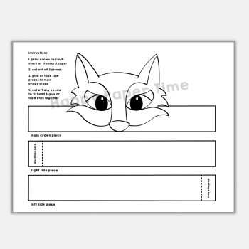 Wolf paper crown printable template animal coloring craft for kids