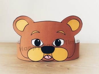 Bear paper crown template animal craft for kids