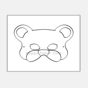Bear mask paper template coloring page for kids