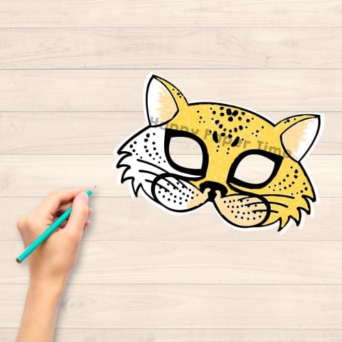 Cheetah mask printable coloring activity for kids