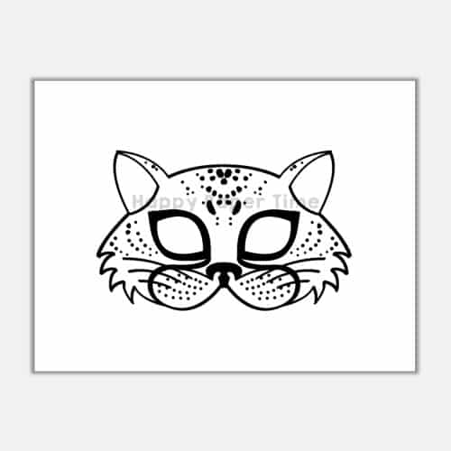 Cheetah mask template printable coloring page for kids