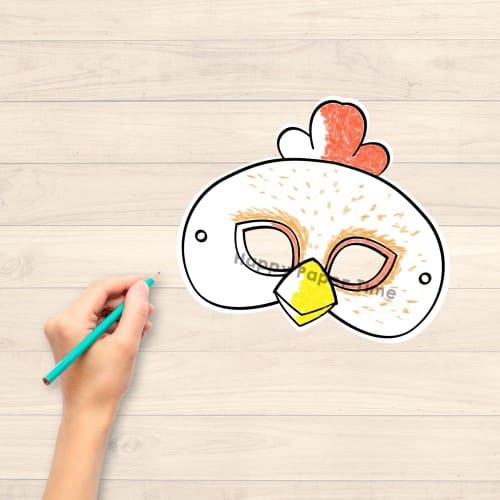Chicken coloring craft printable mask for kids