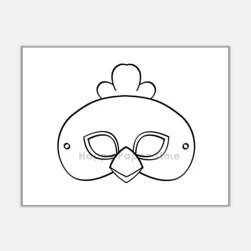 Chicken mask printable template coloring page for kids