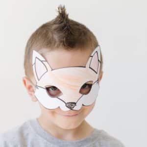 Fox costume printable mask coloring craft for kids