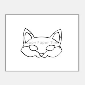 Fox mask coloring template page for kids