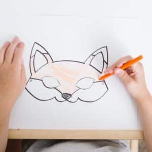 Fox mask printable coloring craft for kids