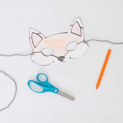 Fox printable mask page coloring activity for kids