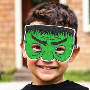 Frankenstein Halloween costume diy mask coloring craft for kids